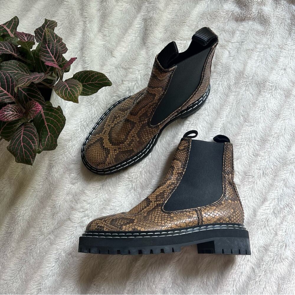 Proenza Schouler Brown Snake-Print Chelsea Combat Boots
